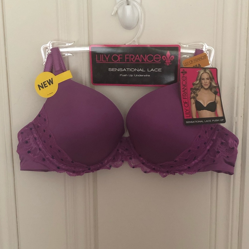 36A Lily of France Sensational Lace Push Up Bra
